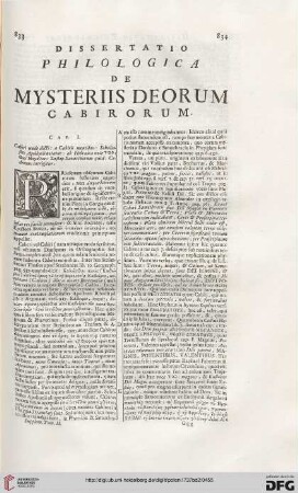 Dissertatio philologica de mysteriis deorum Cabirorum