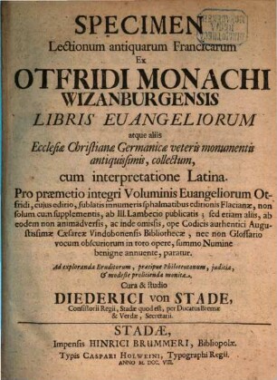 Specimen Lectionum antiquarum Francicarum [!]