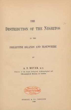 The distribution of the negritos in the Philippine Islands and elsewhere