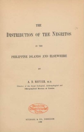 The distribution of the negritos in the Philippine Islands and elsewhere