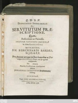 Disputatio Inauguralis De Servitutum Praescriptione