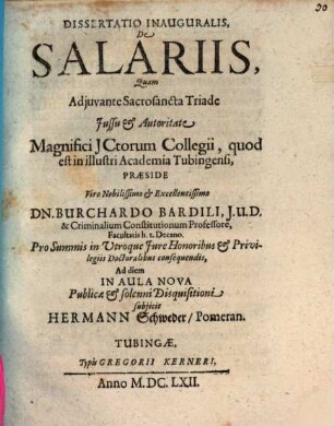 Dissertatio Inauguralis, De Salariis