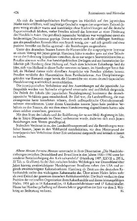 Ferreira Menezes, Albene Miriam :: Die Handelsbeziehungen zwischen Deutschland und Brasilien in den Jahren 1920 - 1950 unter besondere Berücksichtigung des Kakaohandels, Dissertation : Hamburg, 1987