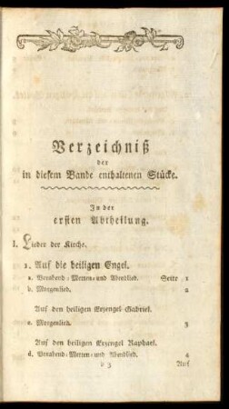 Verzeichniß der in diesem Bande enthaltenen Stücke.