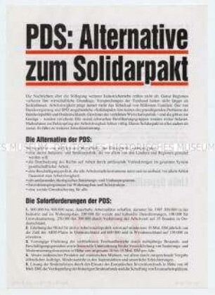 Flugblatt der PDS zur Diskussion um den "Solidarpakt"