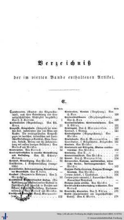 Verzeichniß der im vierten Bande enthaltenen Artikel.