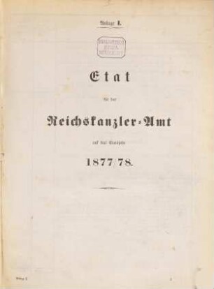 Haushaltsetat des Deutschen Reichs. 1877/78, Anlage 1 - 15