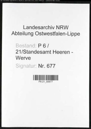 Sterberegister Standesamt Heeren-Werve