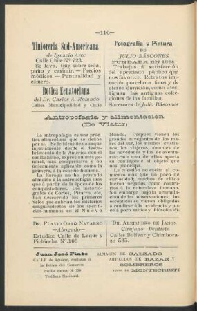 Antropofagia y alimentación : (De Viator)