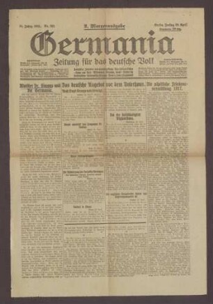 Ausgabe von "Germania. Zeitung für das deutsche Volk"