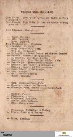 Subscribenten-Verzeichniß