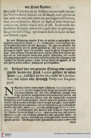 III: Verhael van een grooten Oploop ende rumoer twelck binn der Stadt Leyden [...]