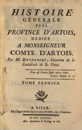 Histoire général de la Province d'Artois