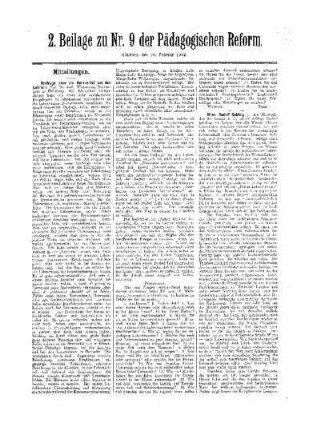 Mitteilungen : 2. Beilage zu Nr.9 der Pädagogischen Reform
