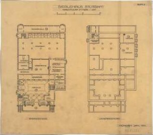 Fischer, Theodor; Stuttgart; Gustav-Siegle-Haus - Grundriss UG, Grundriss EG
