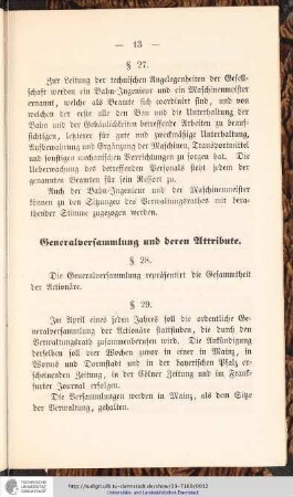 Generalversammlung und deren Attribute