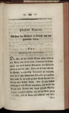 Fünftes Kapitel. Pflichten der Religion in Absicht auf das häusliche Leben.