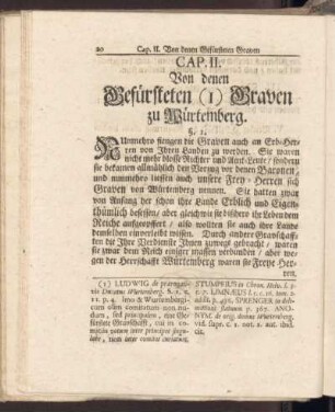 Cap. II. Von denen Gefürsteten Graven zu Würtemberg