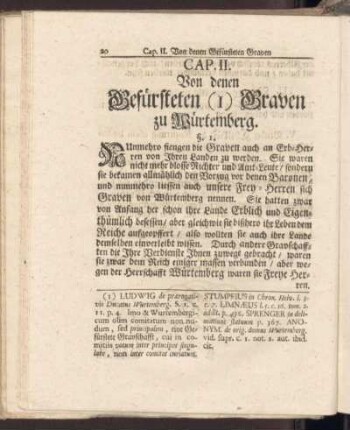 Cap. II. Von denen Gefürsteten Graven zu Würtemberg
