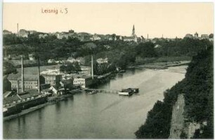 Leisnig. Blick auf Stadt und Mulde