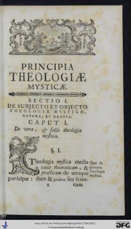 Sectio I. De Subjecto Et Objecto Theologiae Mysticae, Natura Et Gratia.