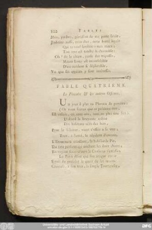 Fable Quatrieme. Le Phoenix & les autres Oiseaux.