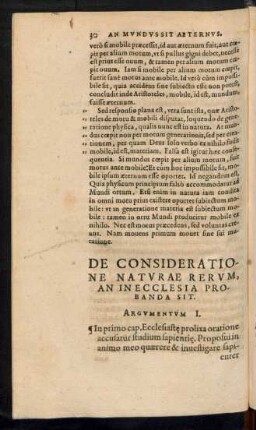 De Consideratione Naturae Rerum, An In Ecclesia Probanda Sit.