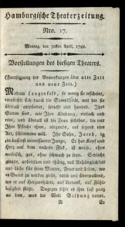 Nro. 17. Montag, den 30sten April, 1792