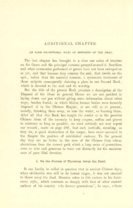 Additional chapter on some exceptional ways of disposing of the dead