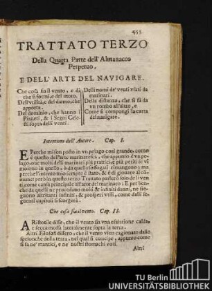 Trattato Terzo Della Quarta Parte dell'Almanacco Perpetuo, E Dell'Arte Del Navigare.