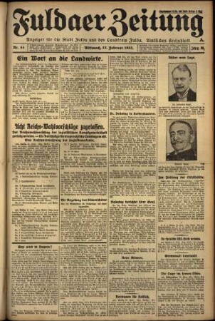 Ausgabe vom Mittwoch, den 22. Februar 1933.
