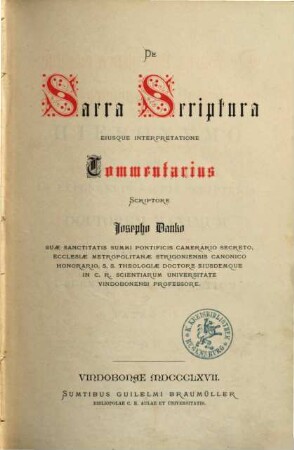 De Sacra Scriptura eiusque interpretatione commentarius