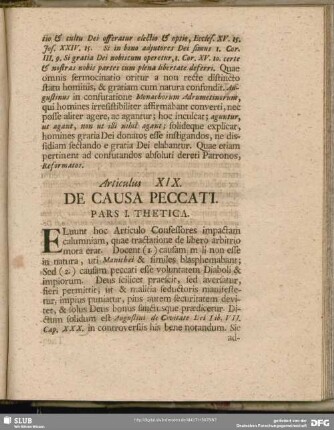 Articulus XIX. De Causa Peccati
