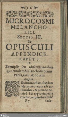 Sectio III. De Opusculi Appendice