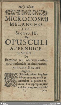 Sectio III. De Opusculi Appendice