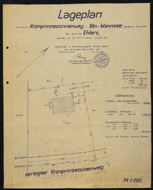 Garten Ehlers, Berlin-Wannsee: Lageplan Vermessung 1:250