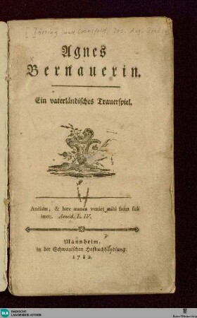 Agnes Bernauerin : ein vaterländisches Trauerspiel