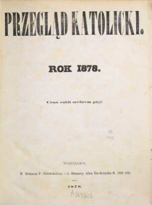 Przegląd Katolicki. 16. 1878