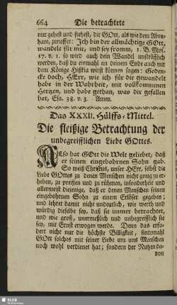Das XXXII. Hülffs-Mittel. Die fleißige Betrachtung der unbegreifflichen Liebe Gottes