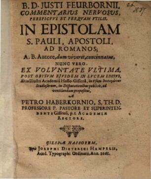 Commentarius ... in epistolam S. Pauli apostoli ad Romanos