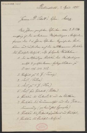 Brief an B. Schott's Söhne : 07.04.1891