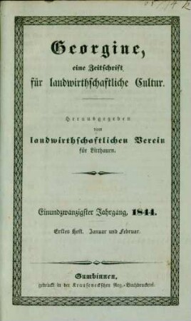 Einundzwanzigster Jahrgang, 1844. Erstes Heft. Januar und Februar.