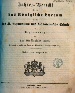 Jahres-Bericht. 1865/66 (1866)