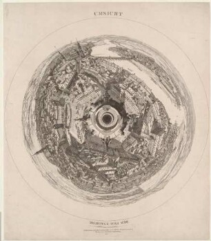 Rundumsicht oder Rundpanorama von Dresden von der Kuppel der Frauenkirche