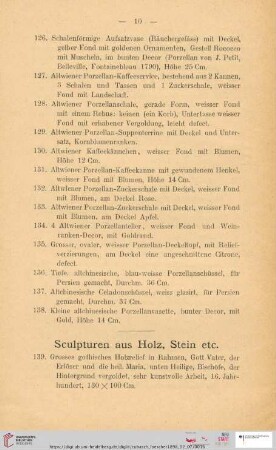 Sculpturen aus Holz. Stein etc. (Nr. 139 - 182)