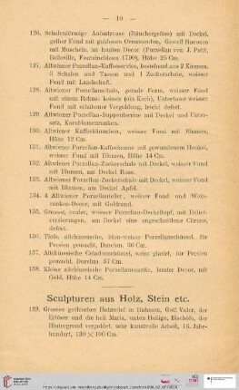 Sculpturen aus Holz. Stein etc. (Nr. 139 - 182)