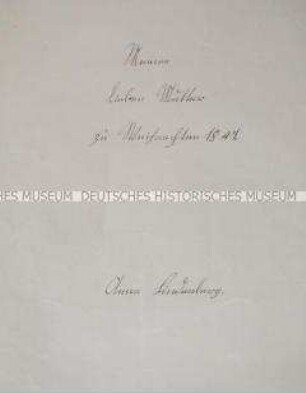Glückwünsche zum Weihnachtsfest von Anna Lindenberg an ihre Mutter, Cäcilie Lindenberg; 1847