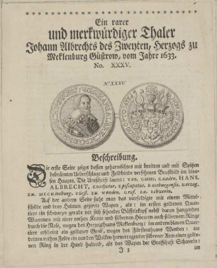 Bildnis von Johann Albrecht II. von Mecklenburg