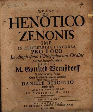De Henotico Zenonis imp. in celeberrima levcorea