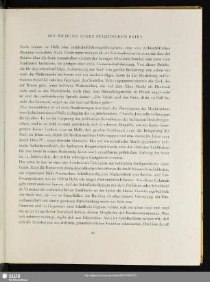 Die Bildung Eines Städtischen Rates